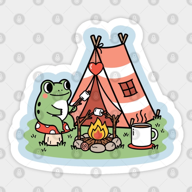 Cozy Camping Frog Sticker by enrynz